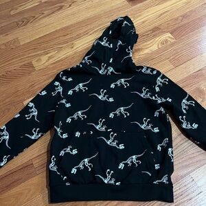 Black Dinosaur Print Hoodie